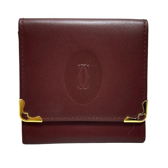 Cartier Must Line - Bordeaux Gold Leather Hardware Coin Case 124-081225 - Picture 1 of 6